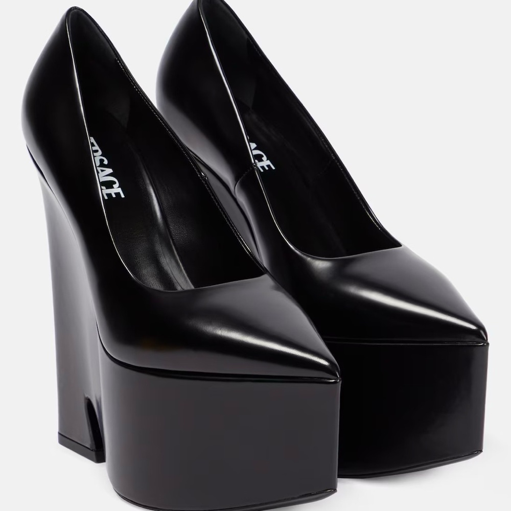 Versace Glossy Black XL Platform Pumps